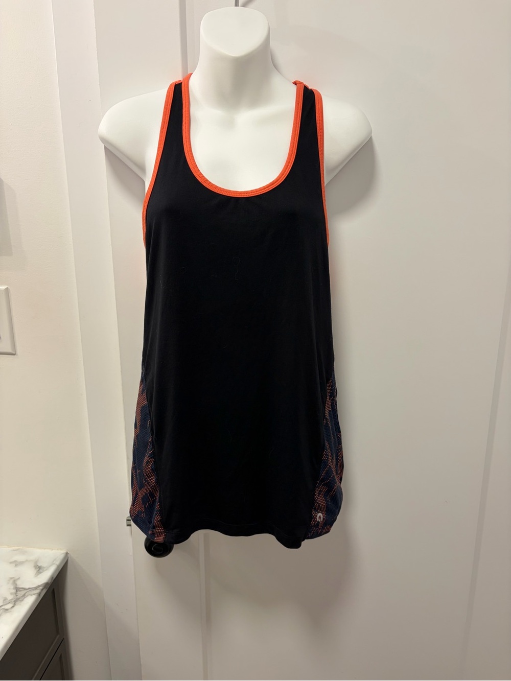 Hyba Women’s Black Muscle Tank with Orange Trim